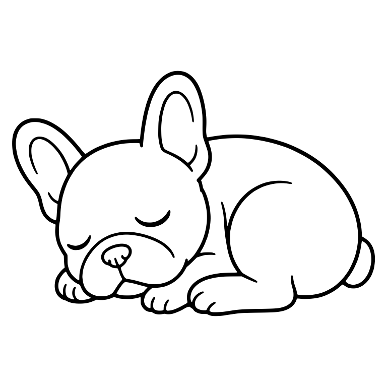 Curled-Up Sleeping French Bulldog Puppy With Closed Eyes — free animal SVG cut file