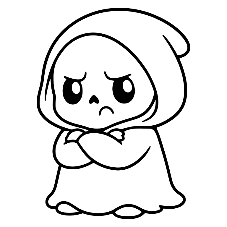 Cranky Baby Reaper Standing With Crossed Arms — free characters SVG cut file