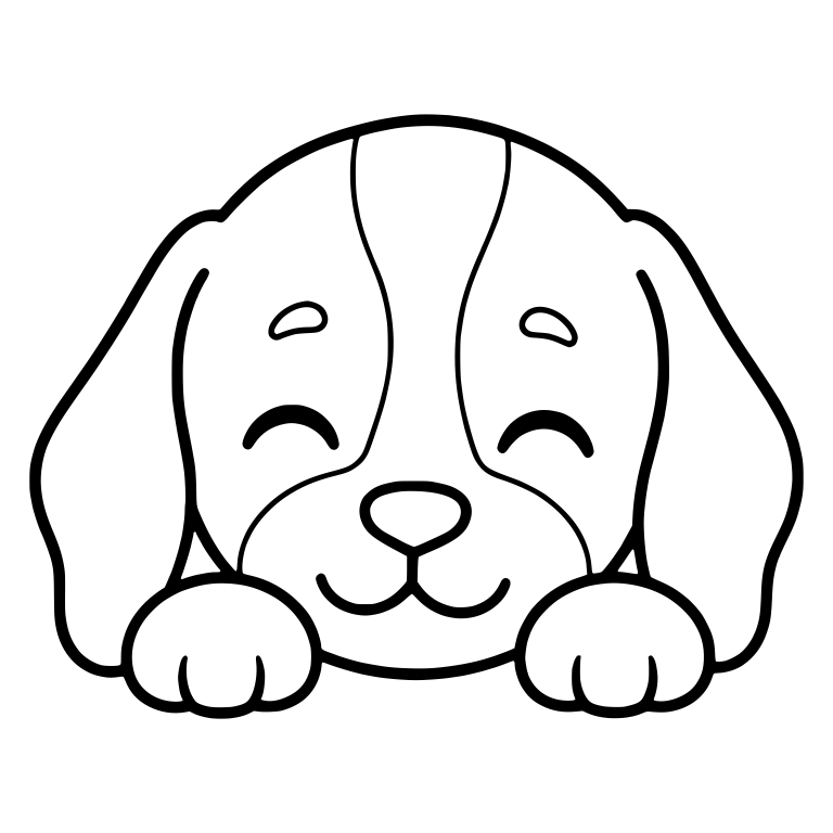 Smiling Beagle Puppy Peeking Over Paws With Closed Eyes — free animal SVG cut file