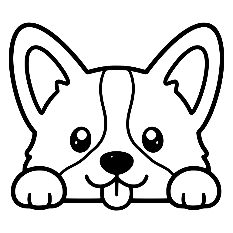Peeking Corgi Puppy With Tongue Dangling Over Ledge — free animal SVG cut file