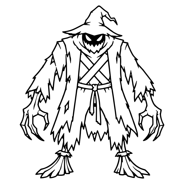 Hulking Scarecrow in Witch Hat With Tattered Coat — free characters SVG cut file