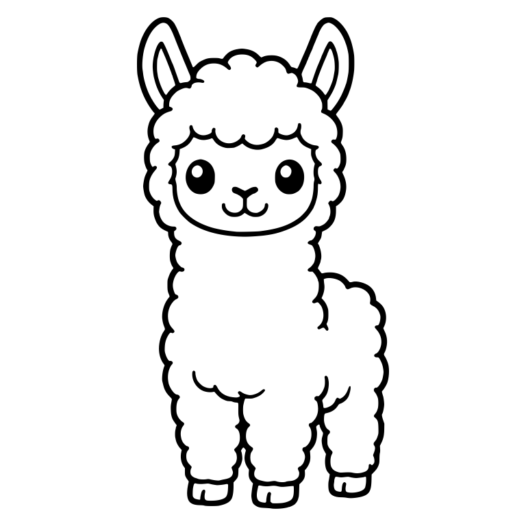 Front-Facing Woolly Llama Cria With Framed Face — free animal SVG cut file