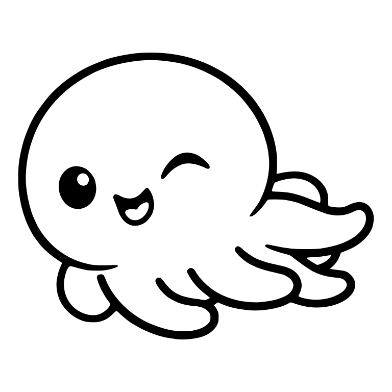 Winking Octopus Swimming Sideways — free animal SVG cut file