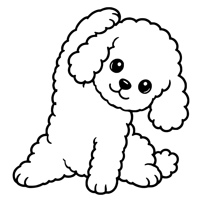 Toy Poodle Puppy Sitting with Head Tilted Sideways — free animal SVG cut file