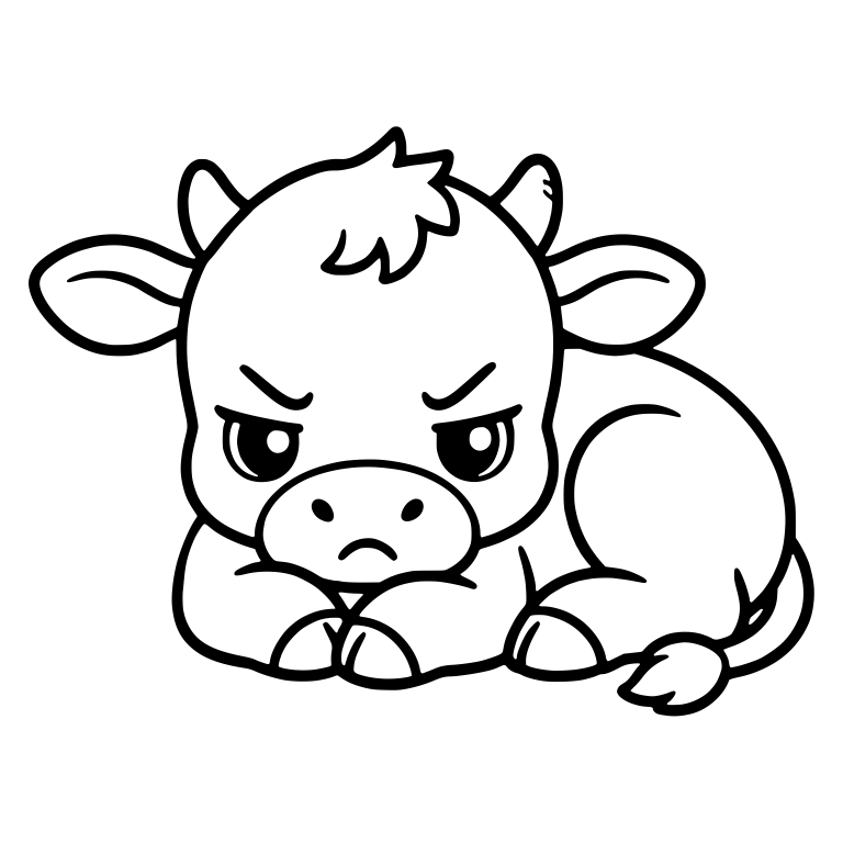Grumpy Cow Lying Down with Chin on Hooves — free animal SVG cut file