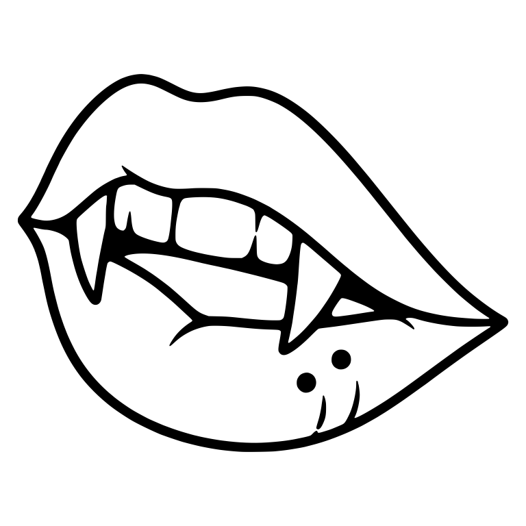 Side-Turned Vampire Mouth with Two Bite Marks on Lower Lip — free fantasy-creature SVG cut file