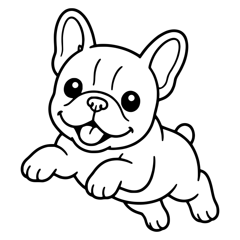 Leaping French Bulldog Puppy with Tongue Out — free animal SVG cut file