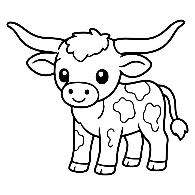 Standing Longhorn Calf With Spots and Tail Tuft — free animal SVG cut file