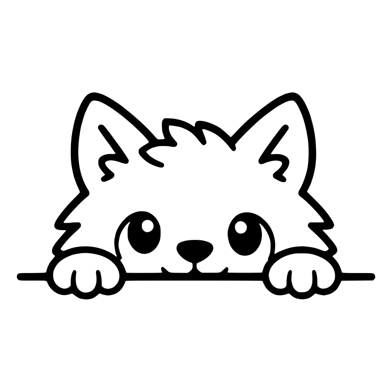 Wolf Pup Peeking Over a Line With Paws — free animal SVG cut file