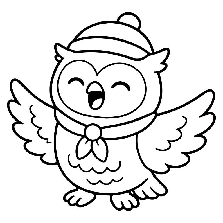 Singing Owl in Pom-Pom Beanie with Neckerchief — free animal SVG cut file