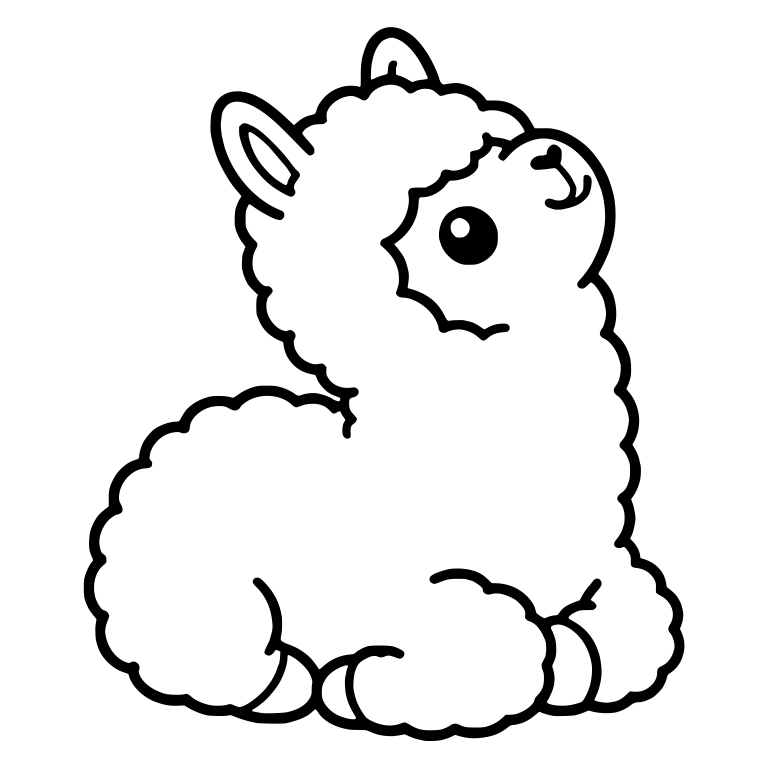 Alpaca Cria Sitting and Gazing Upward — free animal SVG cut file