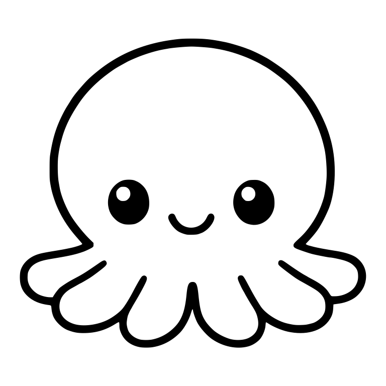 Classic Kawaii Octopus With Wide Spread Tentacles — free animal SVG cut file