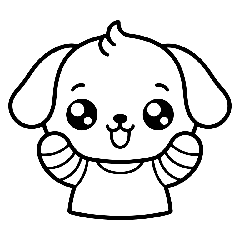 Floppy Eared Puppy with Striped Sleeves and Raised Paws — free animal SVG cut file