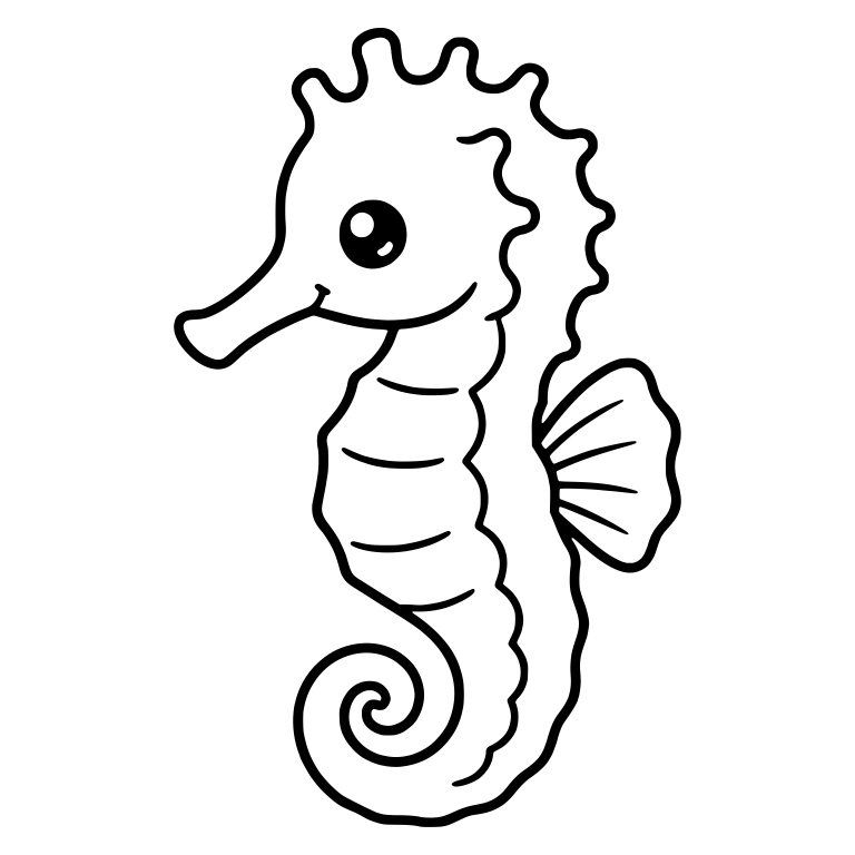 Kawaii Long-Snout Seahorse with Ridged Back and Banded Belly — free animal SVG cut file
