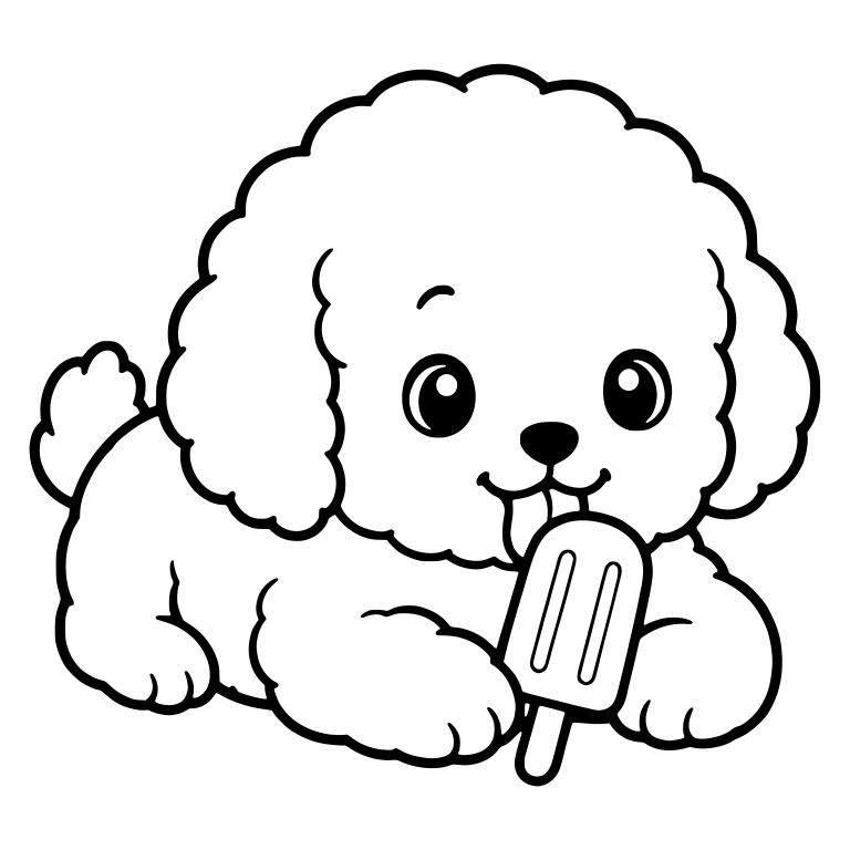 Fluffy Puppy Lying Down with Popsicle — free animal SVG cut file
