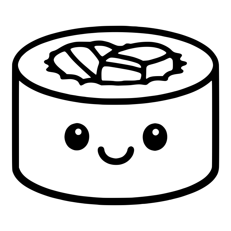 Sushi Roll With Spiky Rice Edge And Fish Pieces — free food SVG cut file