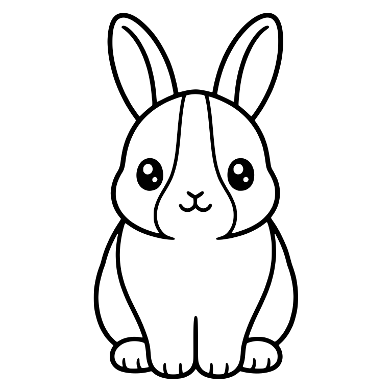 Kawaii Dutch Bunny Sitting Front View With Narrow Blaze — free animal SVG cut file