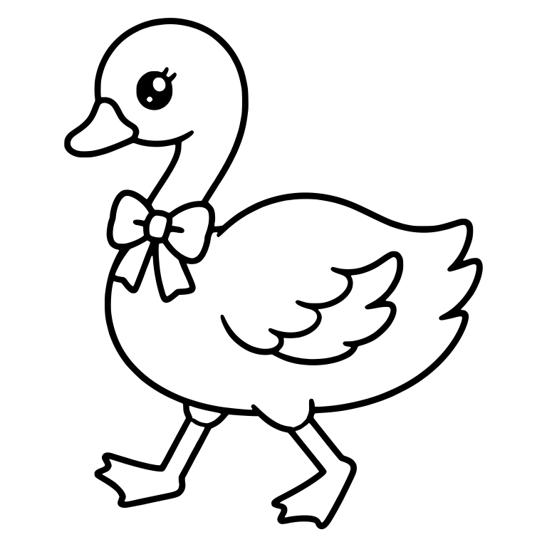 Kawaii Walking Swan With Neck Bow — free animal SVG cut file