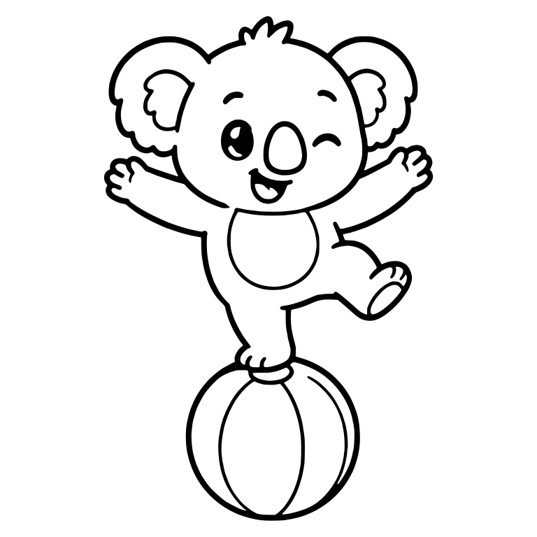 Winking Baby Koala Balancing on a Beach Ball — free animal SVG cut file