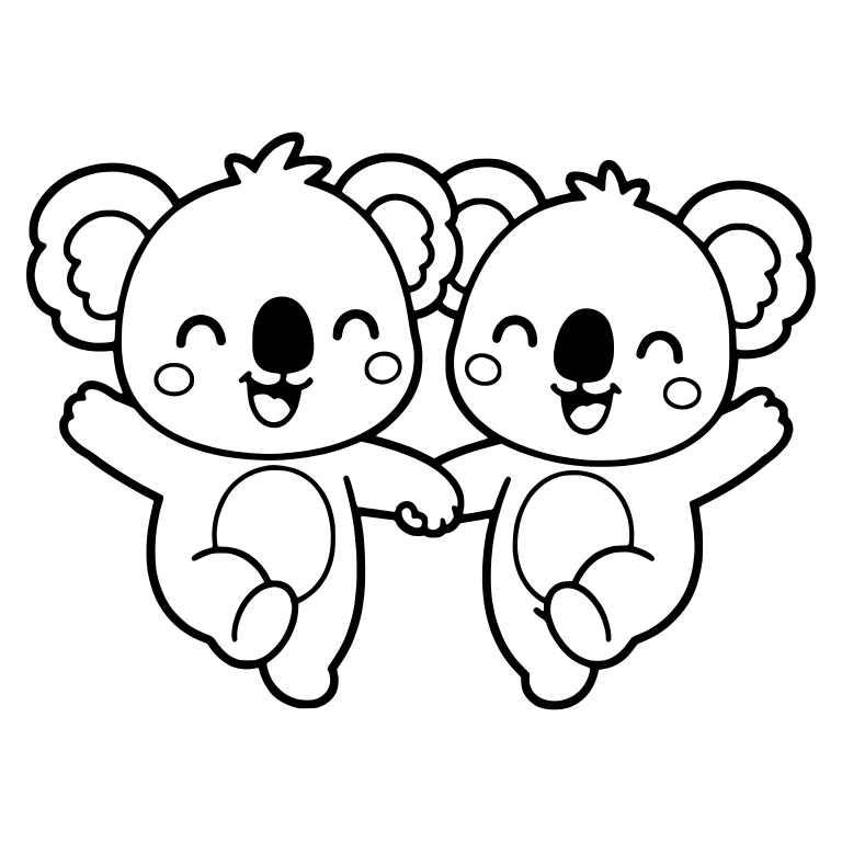 Two Koalas Dancing Hand in Hand with Blushing Cheeks — free animal SVG cut file