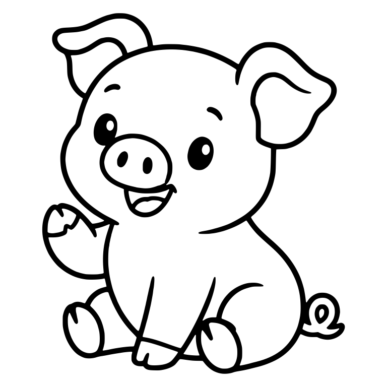 Sitting Piglet Waving One Hoof — free animal SVG cut file