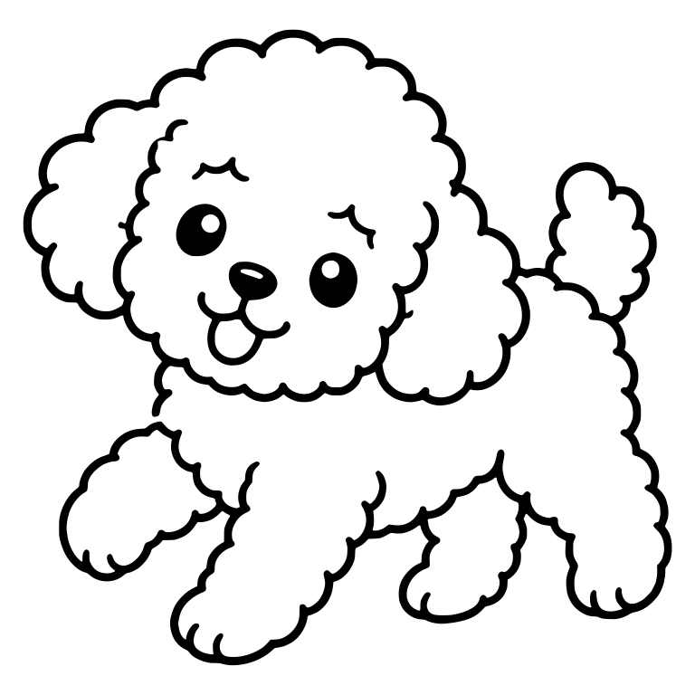 Trotting Curly Toy Poodle Puppy With One Paw Lifted — free animal SVG cut file
