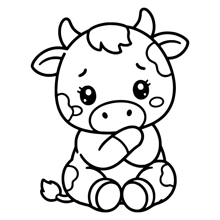 Shy Cow Sitting With Crossed Hooves and Blushing Cheeks — free animal SVG cut file