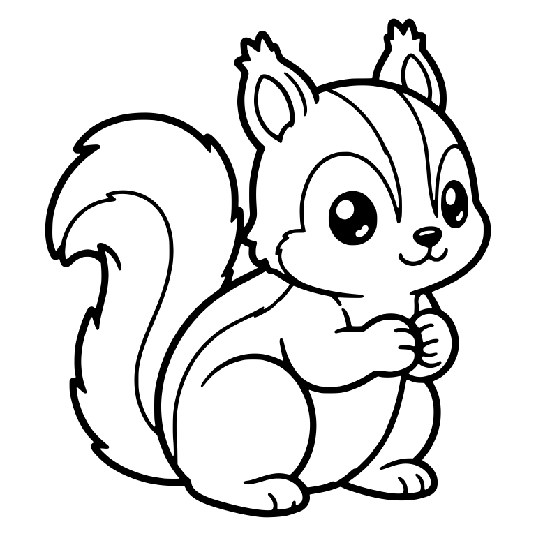 Striped Squirrel Holding a Little Nut in Both Paws — free animal SVG cut file