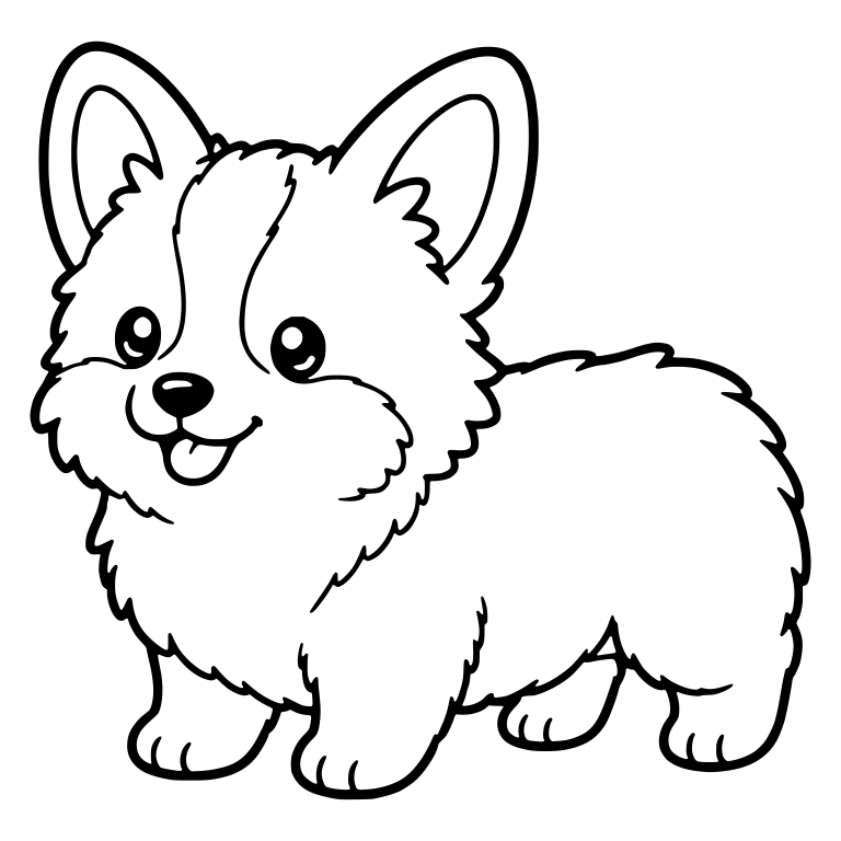 Fluffy Standing Corgi Puppy With Shaggy Coat — free animal SVG cut file