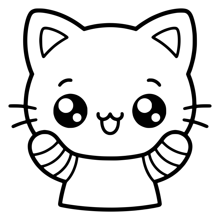 Kitten in Striped Sleeves with Paws Raised by Cheeks — free animal SVG cut file