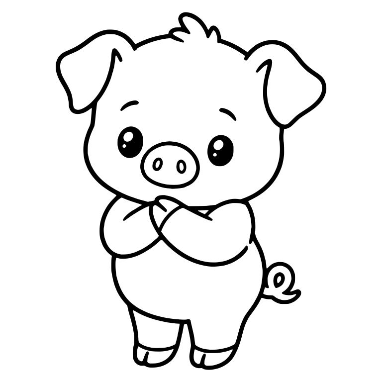 Standing Piglet With Crossed Arms on Chest — free animal SVG cut file