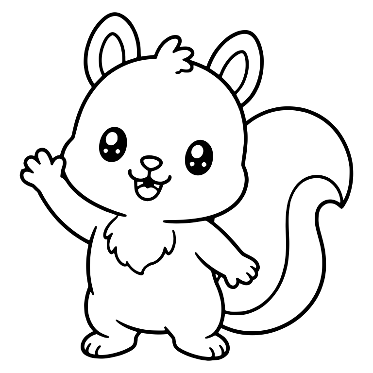 Standing Squirrel Waving Hello With Chest Fluff — free animal SVG cut file