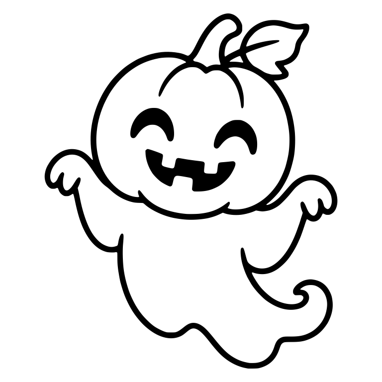 Floating Pumpkin Head Ghost With Leaf And Raised Hands — free fantasy-creature SVG cut file