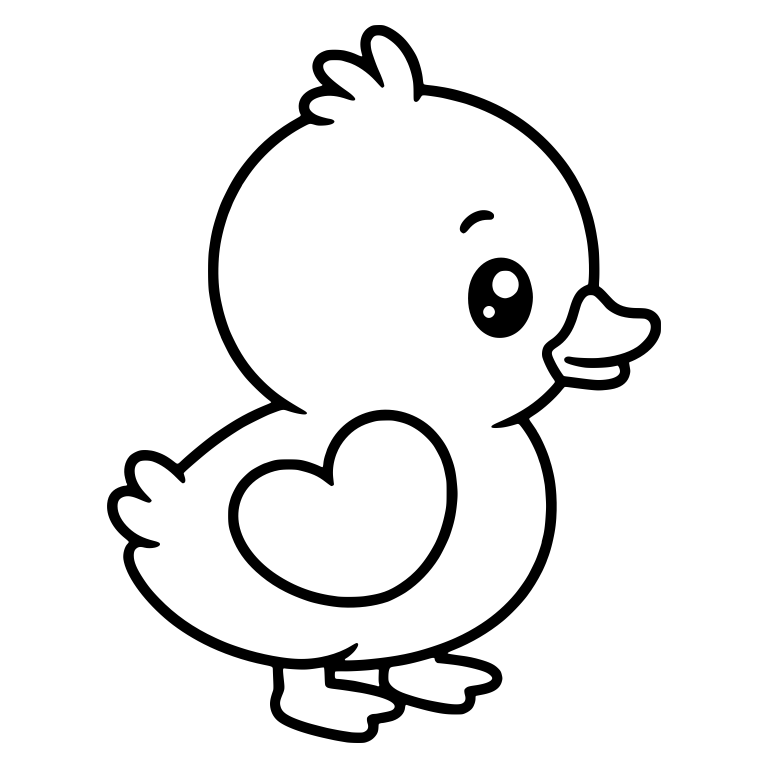 Side View Duckling With Heart on Its Wing — free animal SVG cut file