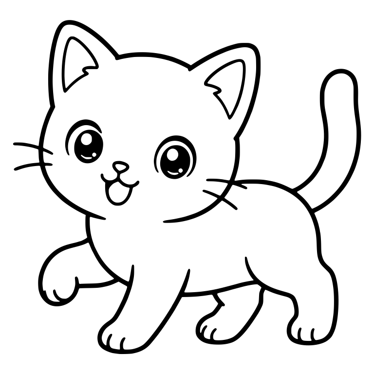 Walking Kitten With One Paw Raised And Open Smile — free animal SVG cut file