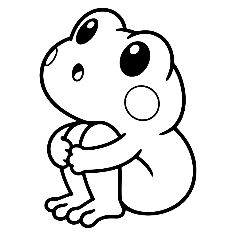 Chibi Frog Hugging Knees With Tiny Open Mouth — free animal SVG cut file