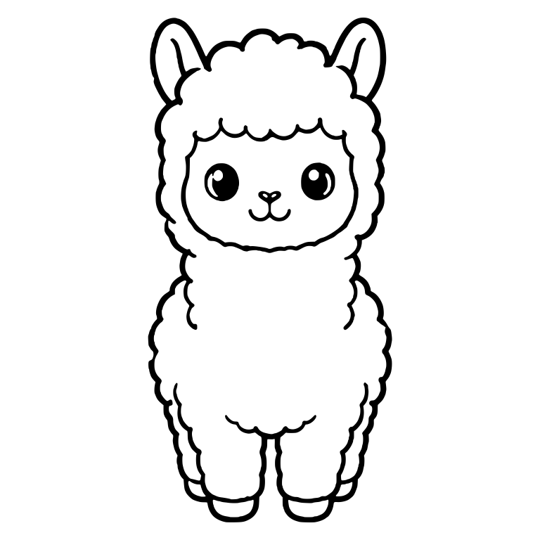 Fluffy Standing Alpaca Cria Facing Front — free animal SVG cut file