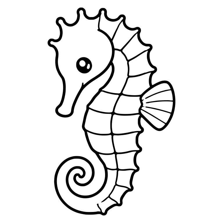 Kawaii Long-Snout Seahorse with Knobby Crown and Plated Body — free animal SVG cut file