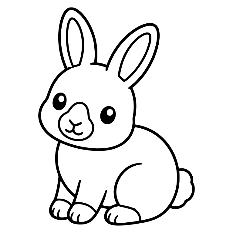 Bunny Sitting in Three-Quarter View With Nose Patch — free animal SVG cut file