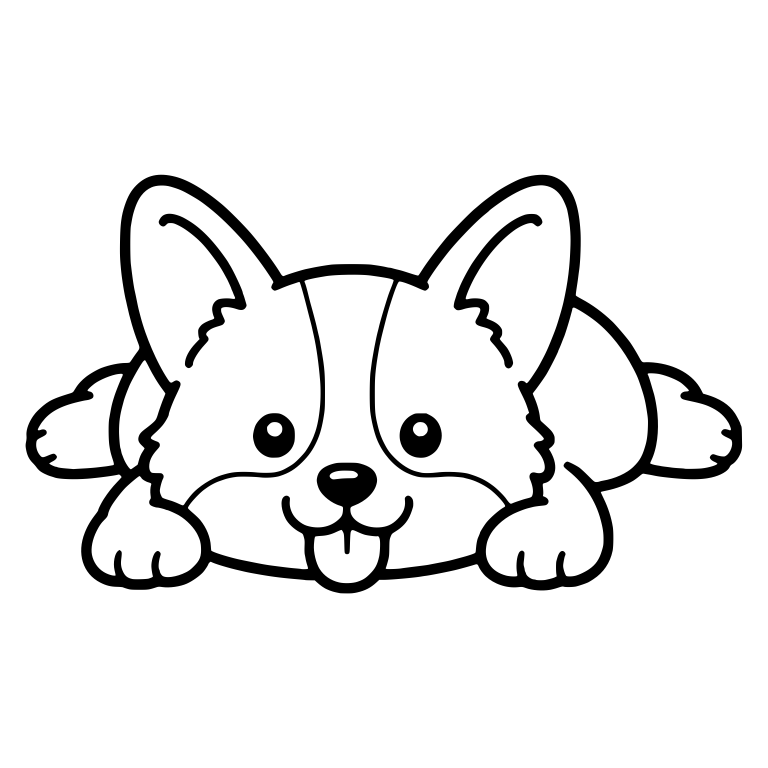 Flat Lying Corgi Puppy With Paws Forward and Tongue Out — free animal SVG cut file