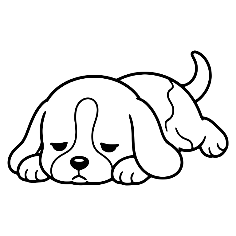 Drowsy Beagle Puppy Lying Down with Hind Leg Stretched — free animal SVG cut file