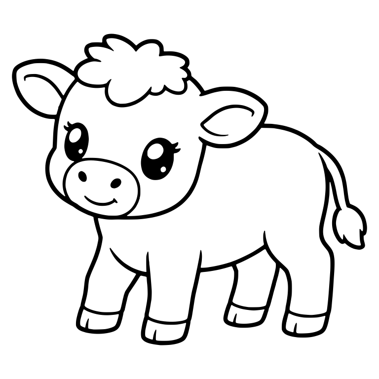Standing Calf With Curly Tuft and Sparkly Eyes — free animal SVG cut file
