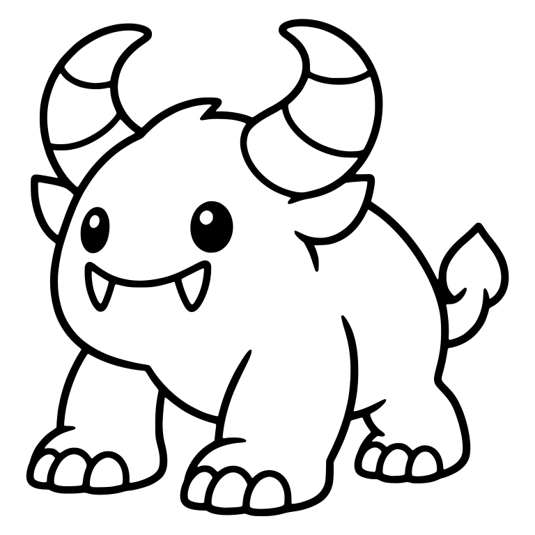 Four-Legged Horned Monster With Tufted Tail — free fantasy-creature SVG cut file