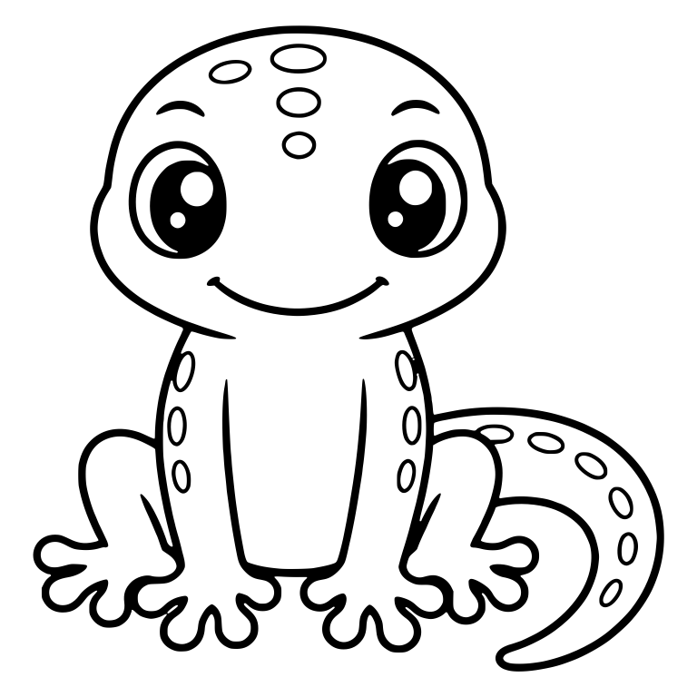 Sitting Gecko With Dotted Sides And Curled Tail — free animal SVG cut file