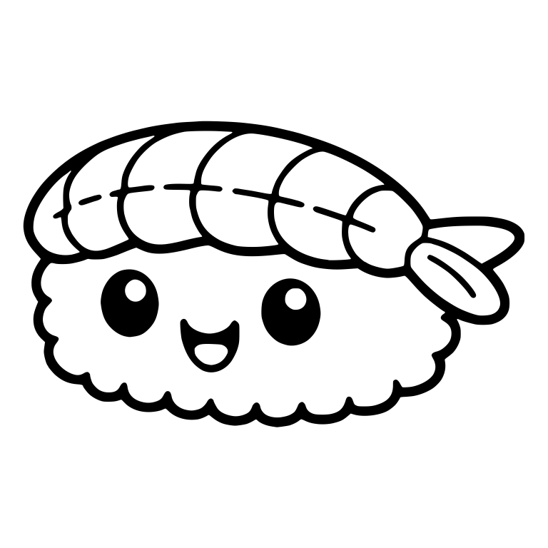 Shrimp Nigiri With Dotted Back Line and Open Smile — free food SVG cut file
