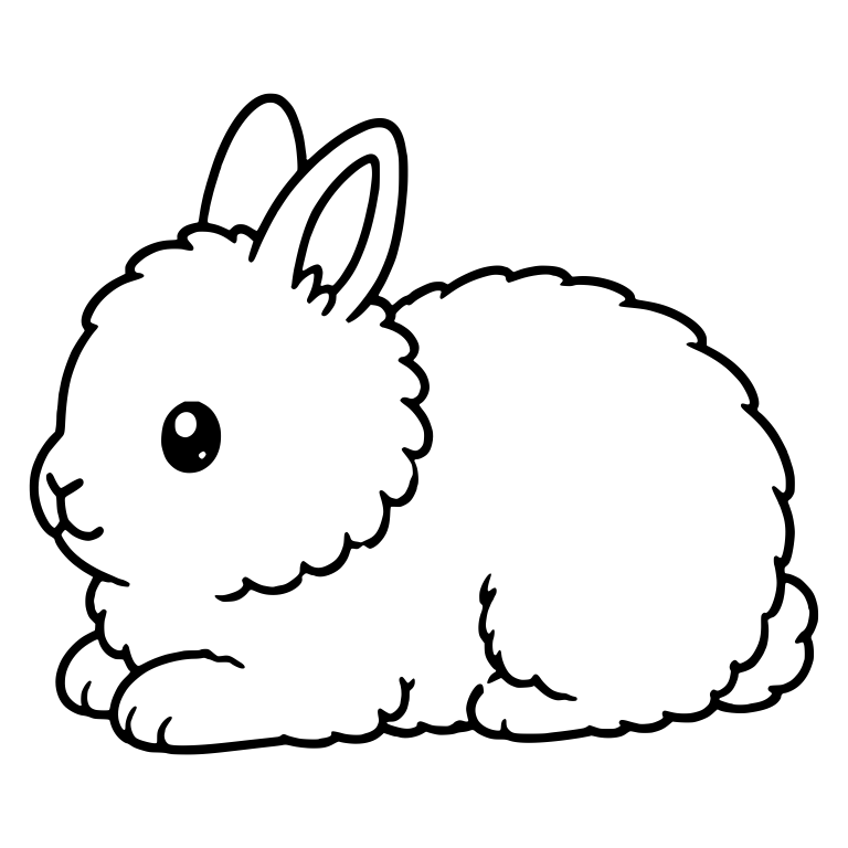 Fluffy Wooly Bunny Lying Down in Profile — free animal SVG cut file