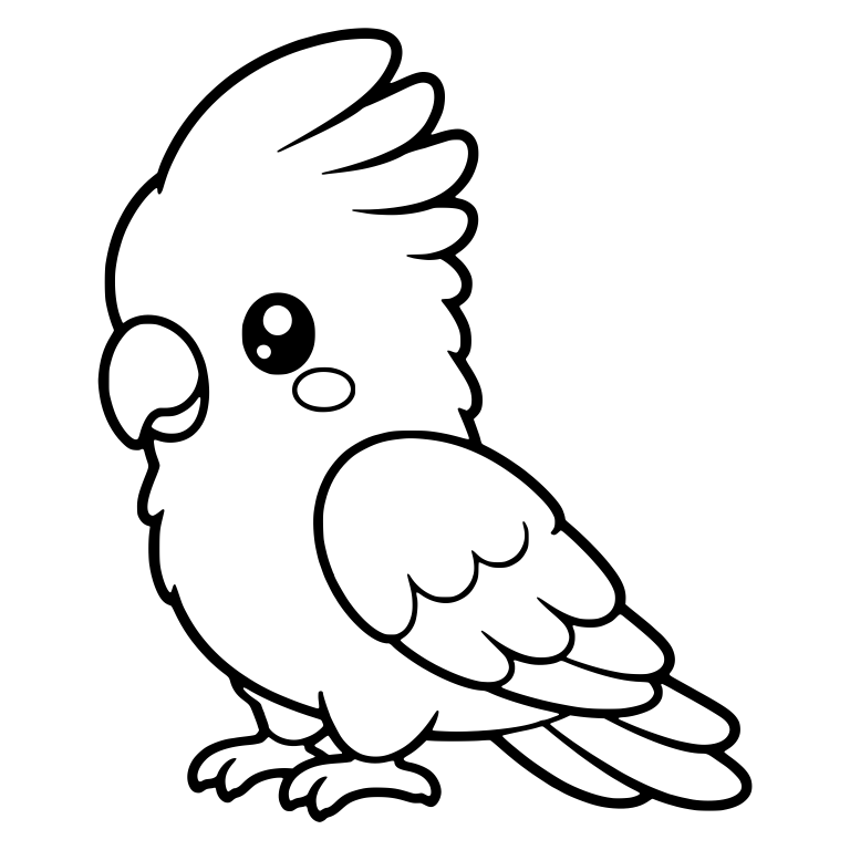 Cockatoo With Large Glossy Eye and Swept-Back Crest — free animal SVG cut file