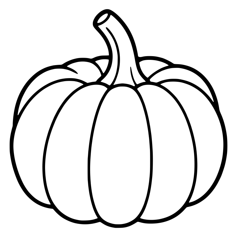 Round Pumpkin with Tall Curved Stem and Side Ribs — free floral SVG cut file