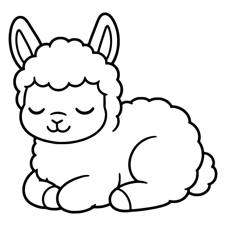 Sleeping Llama Curled Up With Closed Eyes — free animal SVG cut file