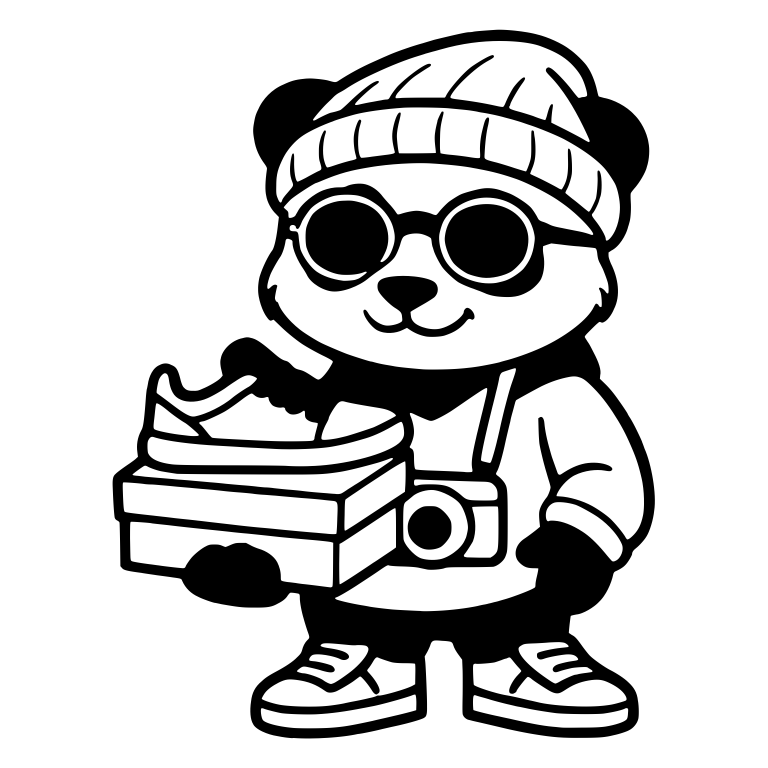 Beanie Panda With Round Sunglasses, Sneaker Box And Camera — free animal SVG cut file
